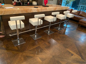 7 White Leather Bar Stools