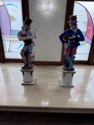 Pair of Ceramic Mardi Gras Statues- Man & Woman