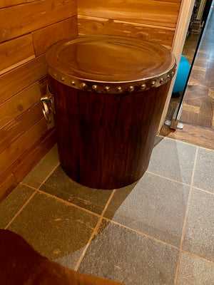 Wood, Metal Top Stool