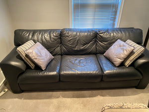 Black Leather 3-Seater Sofa
