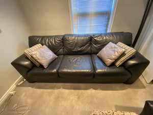 Black Leather 3-Seater Sofa