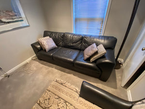 Black Leather 3-Seater Sofa