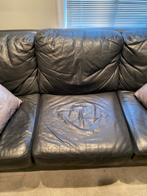 Black Leather 3-Seater Sofa