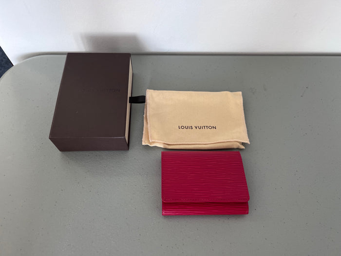 Louis Vuitton Red Epi Leather Bifold Business Card Wallet