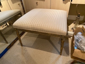 Ornate Ottoman, Gold Wood Frame