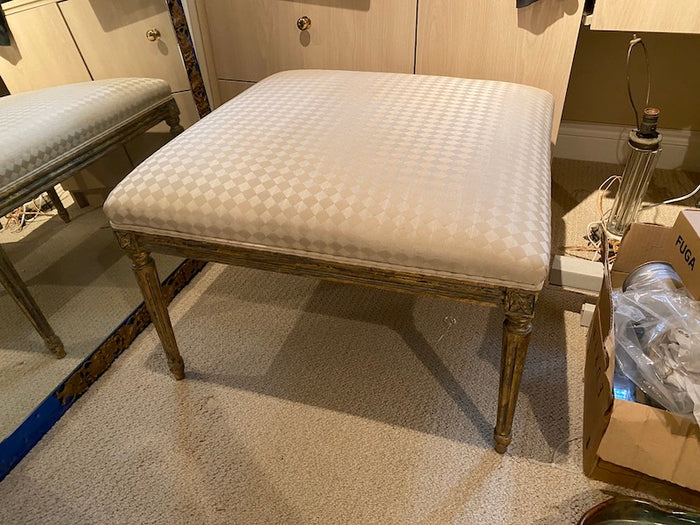 Ornate Ottoman, Gold Wood Frame