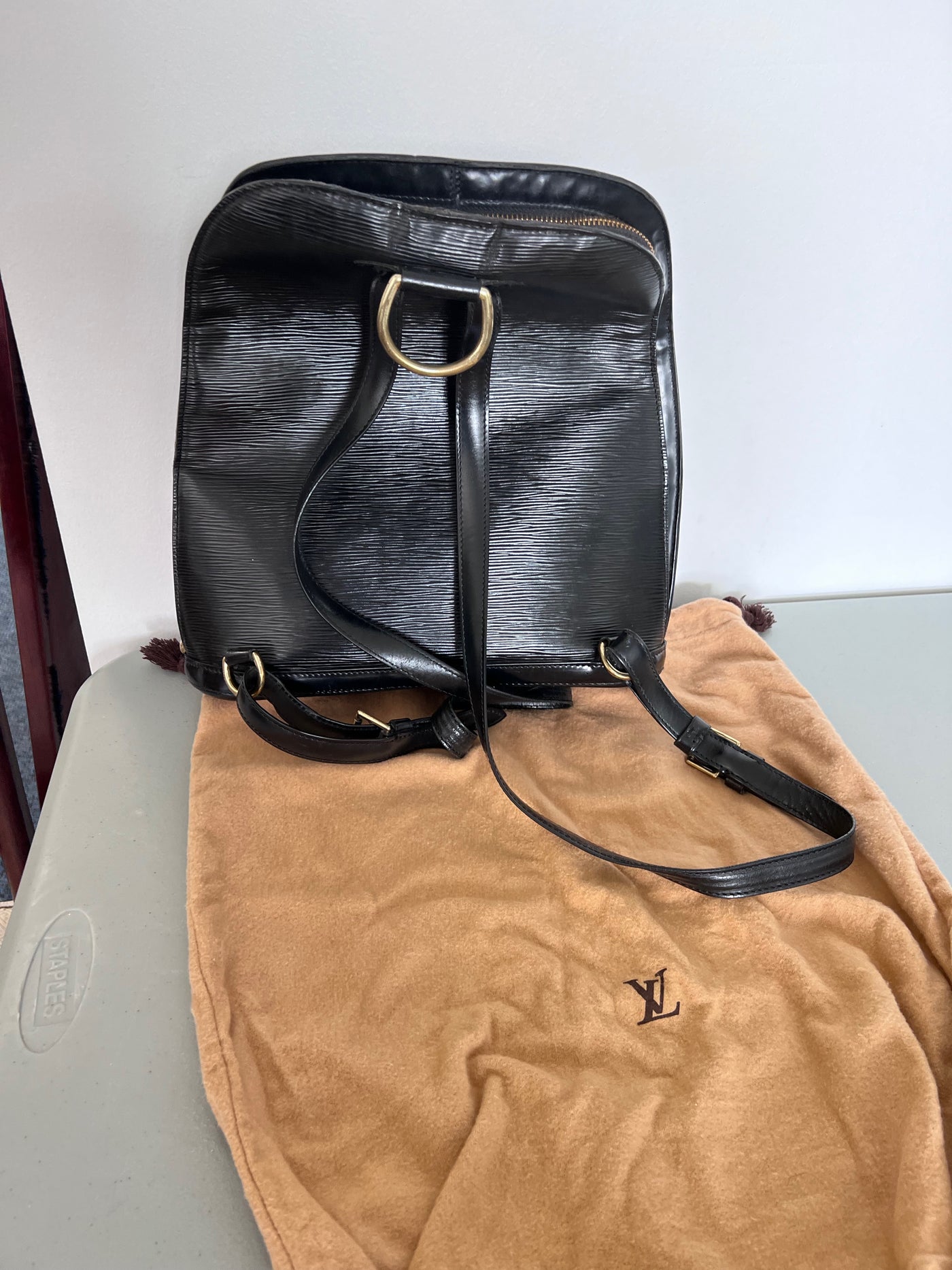 Gobelins vintage leather backpack Louis Vuitton Yellow in Leather