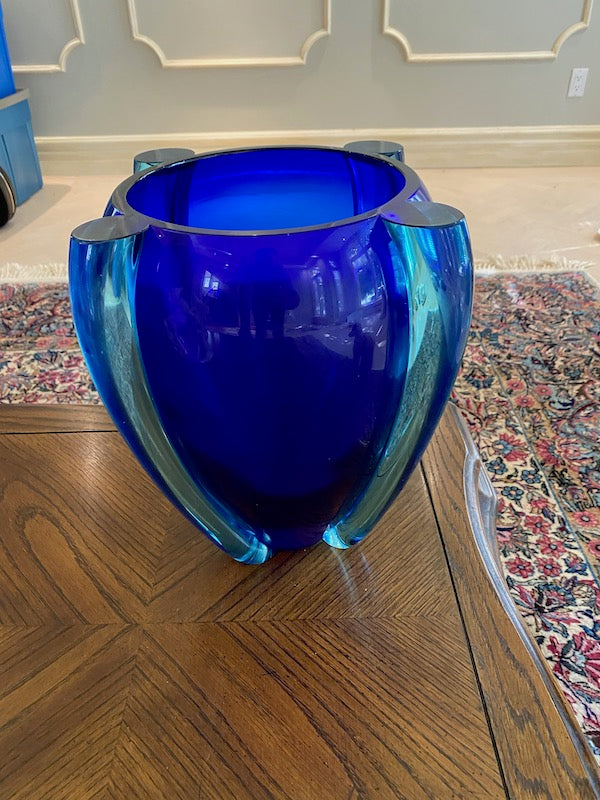 Signed Blue Glass Vase