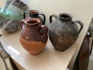 3 Vintage "Primitive Style" Ceramic/Pottery Vases