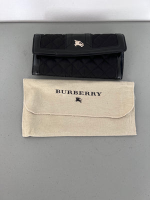 Burberry Black Quilted Nylon & Patent Leather Wallet