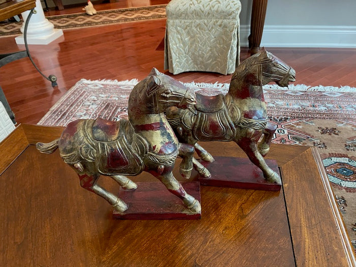 Pair of Wood Carved Decorative Horses