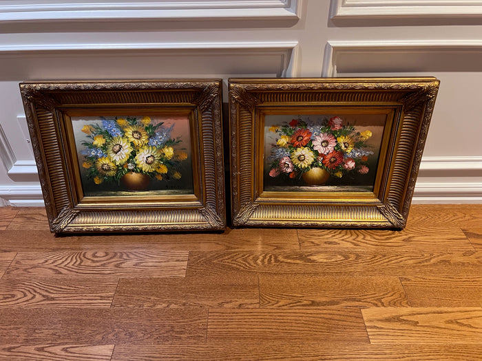 Pair of Small Framed Floral Paintings