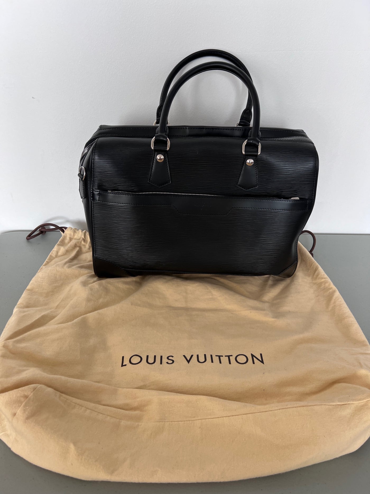 Authentic Louis Vuitton Sorbonne Handbag Black EPI Leather Satchel