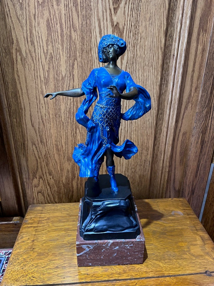Kernalan Bronze Sculpture, Blue Painted- "Russian Dancer"