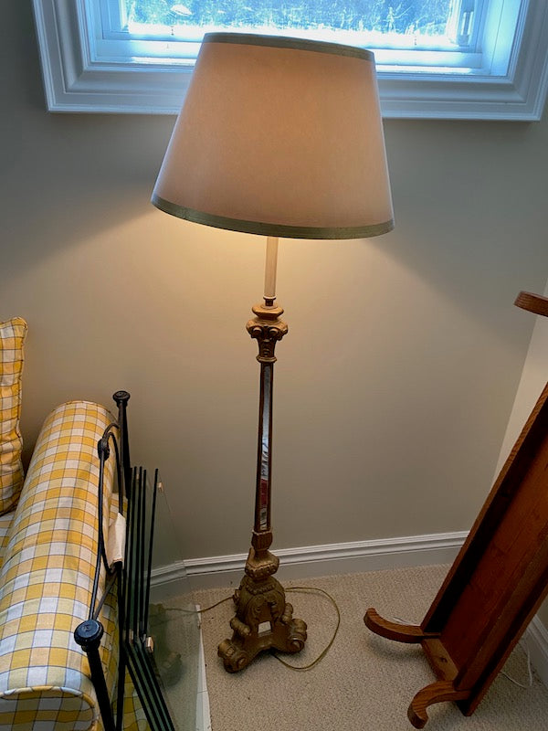 Gold Floor Lamp with Mirrored Accents