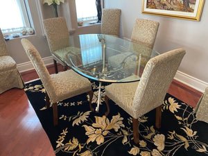 Glass Top Dining Table + 8 Chairs