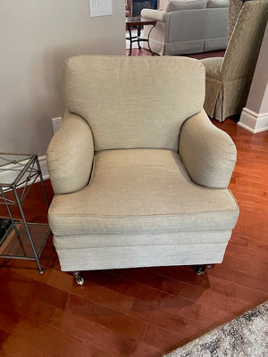Beige Upholstered Armchair, on Casters