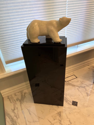 Stone Sculpture- Polar Bear, Sitting on a Beautiful Granite Stand