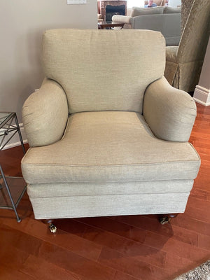 Beige Upholstered Armchair, on Casters