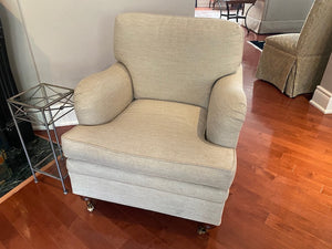 Beige Upholstered Armchair, on Casters