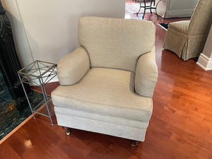 Beige Upholstered Armchair, on Casters