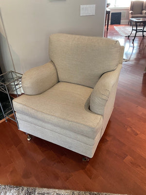 Beige Upholstered Armchair, on Casters