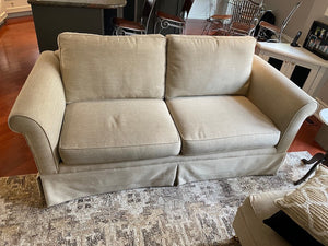 Beige Upholstered Love Seat