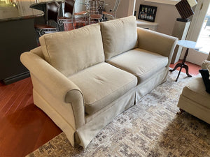 Beige Upholstered Love Seat
