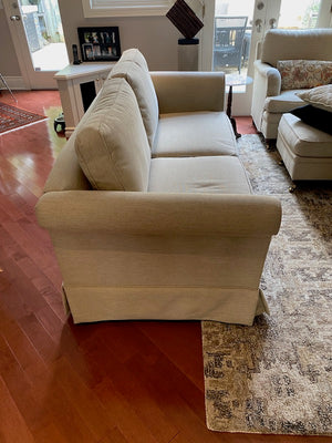 Beige Upholstered Love Seat