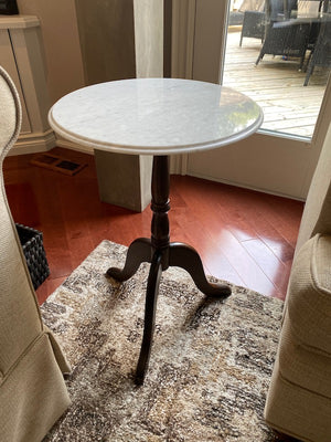 White Marble Top Accent Table