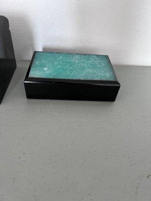 2 Semi Precious Stone Boxes (Black Onyx & Lapis Lazuli, and Black Onyx & Fluoride)