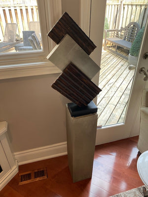 Abstract Sculpture on Faux Concrete Base