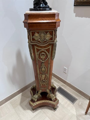 French Neoclassical Gilt Bronze and Marble Mounted Mahogany Pedestal