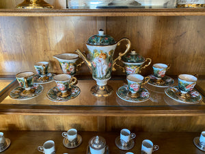 Ornate Painted Porcelain Tea Set
