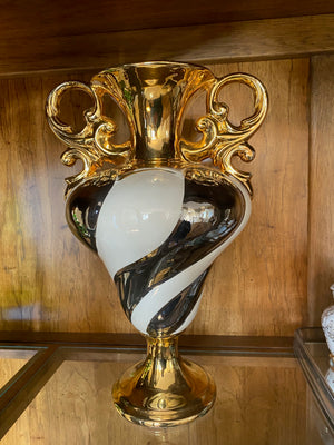 Ornate Glass Vase Gold Accents