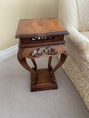 Antique Wood Accent Pedestal Table