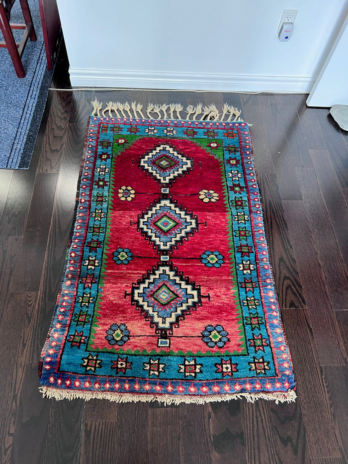 95 Year old Kilim area rug, hand-knotted & hand-woven rug from Northern Turkey