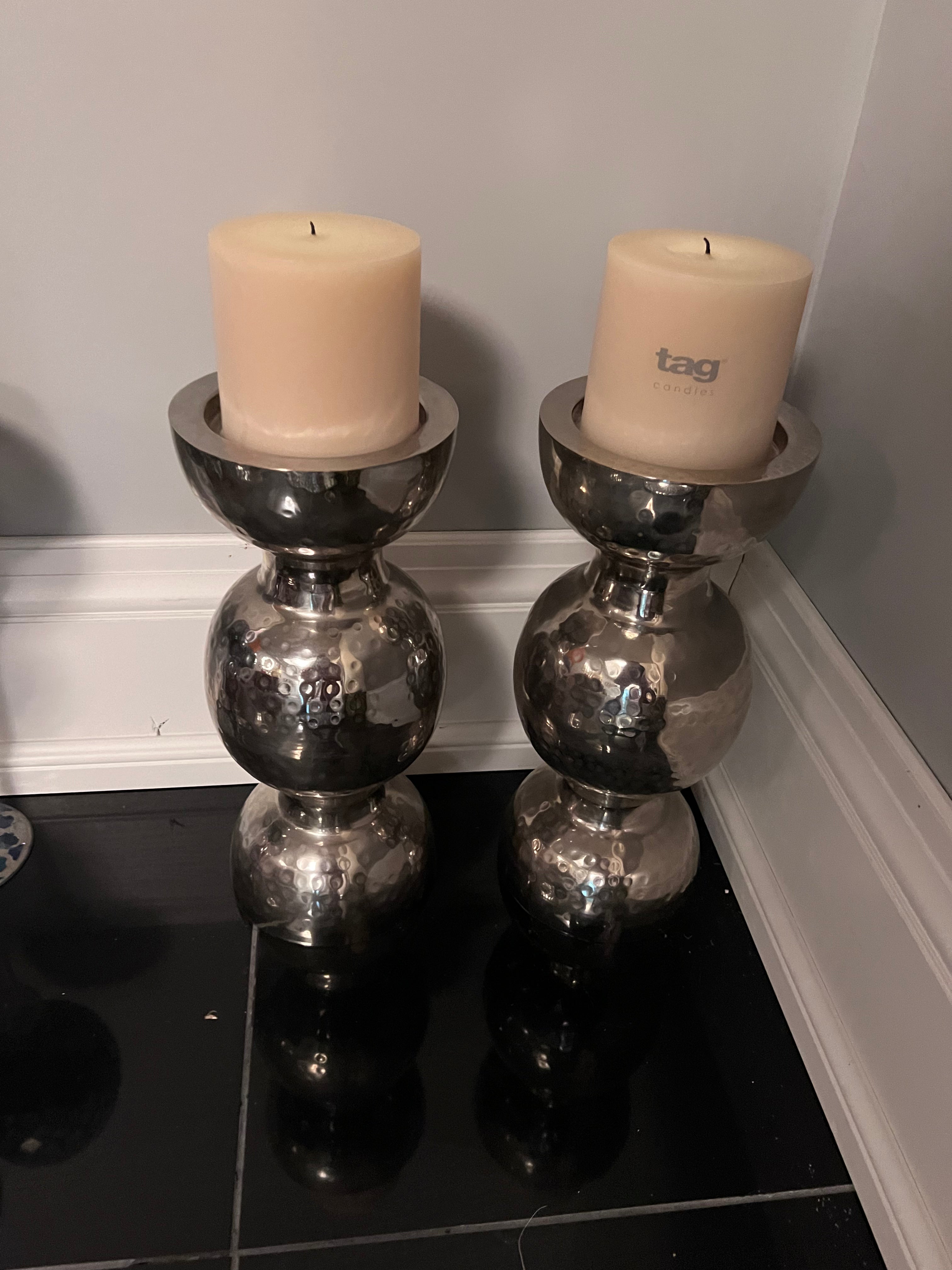 Large chrome candle holders store