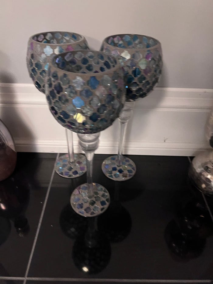 Set of 3 Mosaic Candle Holders