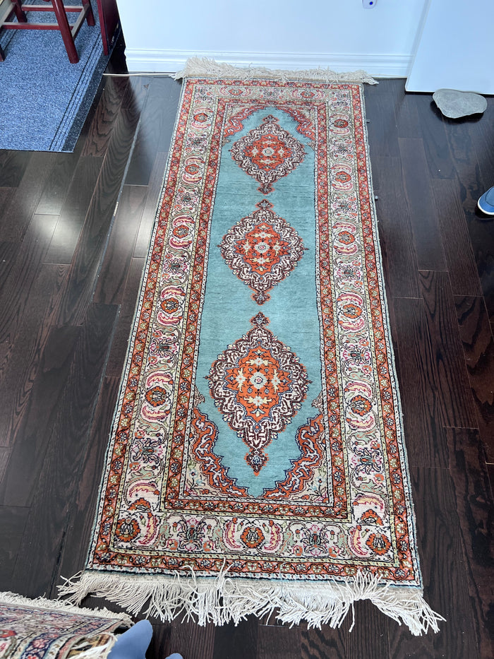 Runner – Silk on silk - hand-knotted & hand-woven rug from Turkey