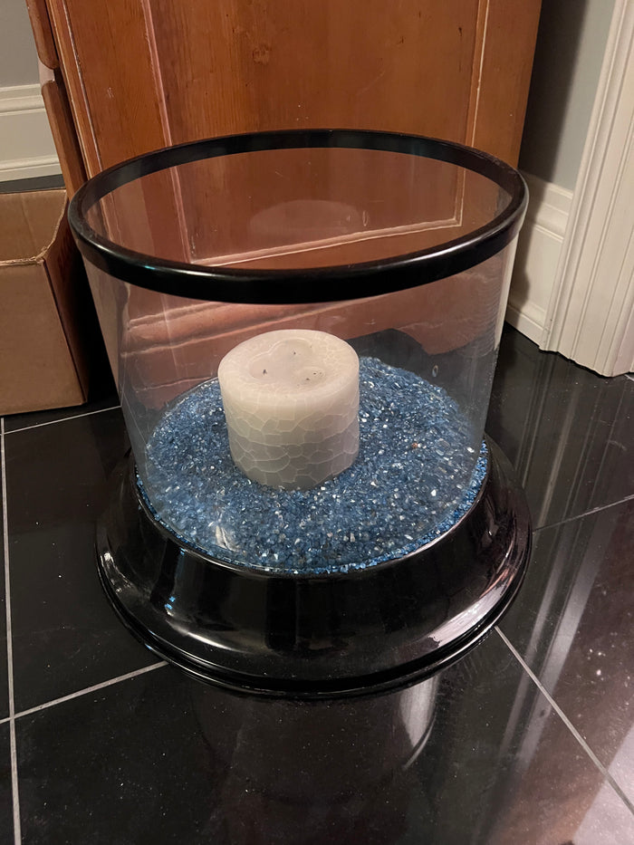 Large Candle Holder with Blue Stones