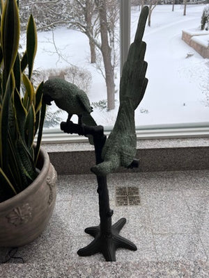 Bronze Sculpture of 2 Parrots on Branches
