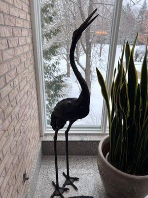 Large Bronze Crane Sculpture