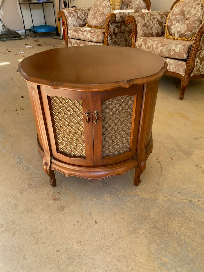 Pair of Drum Side Tables, with Cabinet Storage
