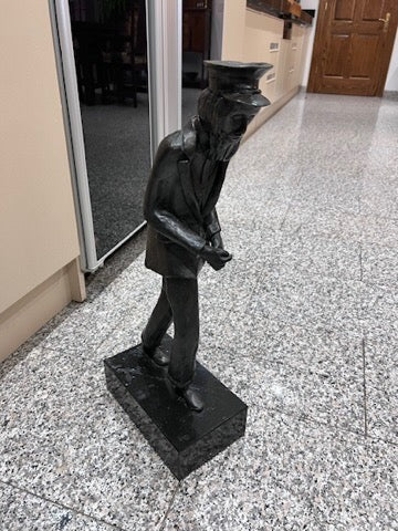 Bronze Sculpture, Artist Unknown- 'Man with Walking Stick'