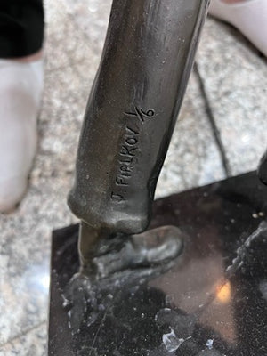 Bronze Sculpture, Artist Unknown- 'Man with Walking Stick'
