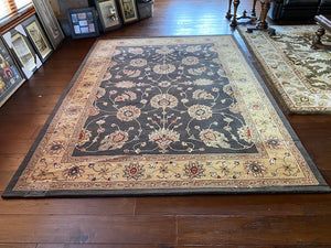 The Imperial Carpet & Home- Charcoal and Gold Hand Made Indian Wool Rug- 8x11