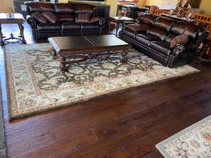 The Imperial Carpet & Home- Tuscany Collection- Dark Brown & Ivory Hand Made Indian Wool Rug- 13.6x9.6ft