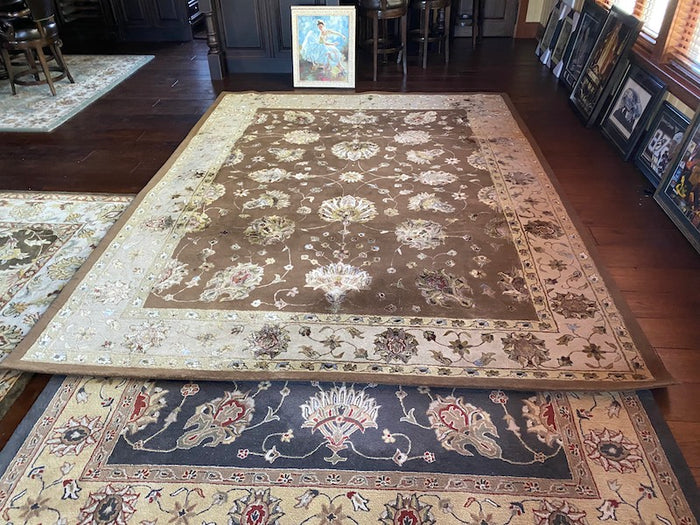 The Imperial Carpet & Home- Brown Hand Made Indian Wool/A.Silk Rug- 12.6ftx9.3ft