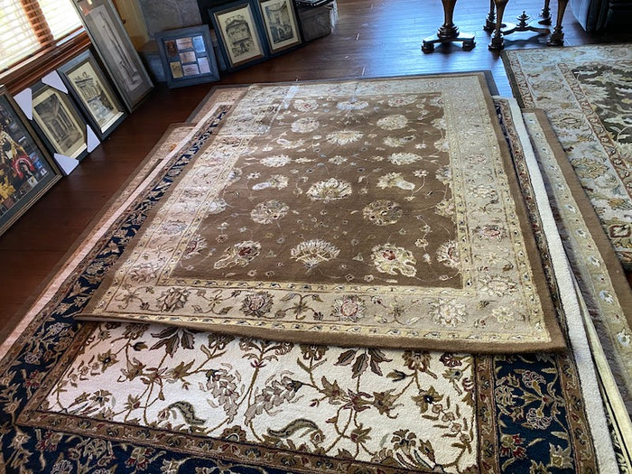 The Imperial Carpet & Home- Brown & Beige Hand Made Indian Wool/A. Silk Rug- 6.7ftx9.7ft